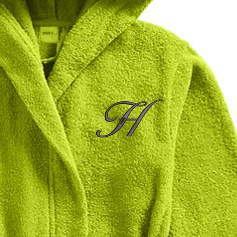 Daffodil Monogrammed Kids Bathrobe (112x113 Cm) 8 Year 400 Gsm Green Hooded Terry Cotton Set of 01 - Letter &quot;H