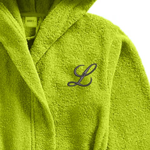 Daffodil Monogrammed Kids Bathrobe (120x124 Cm) 10 Year 400 Gsm Green Hooded Terry Cotton Set of 01 - Letter &quot;L