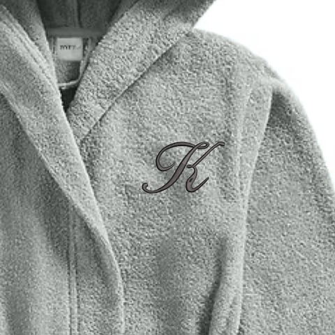 Daffodil Monogrammed Kids Bathrobe (108x104 Cm) 6 Year 400 Gsm Grey Hooded Terry Cotton Set of 01 - Letter &quot;K