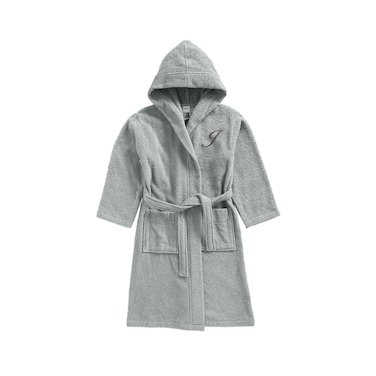 Daffodil Monogrammed Kids Bathrobe (112x113 Cm) 8 Year 400 Gsm Grey Hooded Terry Cotton Set of 01 - Letter "J