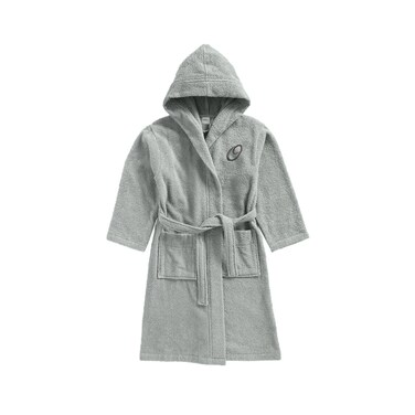 Daffodil Monogrammed Kids Bathrobe (120x124 Cm) 10 Year 400 Gsm Grey Hooded Terry Cotton Set of 01 - Letter "O