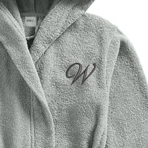 Daffodil Monogrammed Kids Bathrobe (120x124 Cm) 10 Year 400 Gsm Grey Hooded Terry Cotton Set of 01 - Letter &quot;W