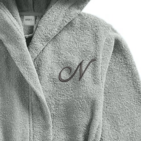 Daffodil Monogrammed Kids Bathrobe (125x133 Cm) 12 Year 400 Gsm Grey Hooded Terry Cotton Set of 01 - Letter &quot;N