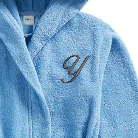 Daffodil Monogrammed Kids Bathrobe (120x124 Cm) 10 Year 400 Gsm Light Blue Hooded Terry Cotton Set of 01 - Letter &quot;Y