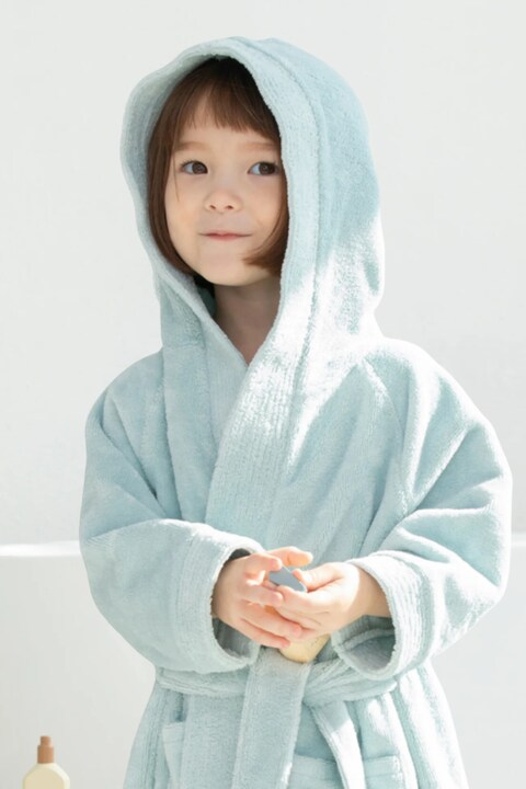 Daffodil Monogrammed Kids Bathrobe (125x133 Cm) 12 Year 400 Gsm Light Blue Hooded Terry Cotton Set of 01 - Letter &quot;R