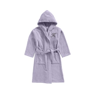 Daffodil Monogrammed Kids Bathrobe (108x104 Cm) 6 Year 400 Gsm Lilac Hooded Terry Cotton Set of 01 - Letter "K