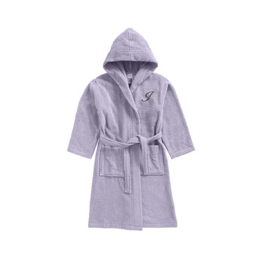 Daffodil Monogrammed Kids Bathrobe (112x113 Cm) 8 Year 400 Gsm Lilac Hooded Terry Cotton Set of 01 - Letter "I