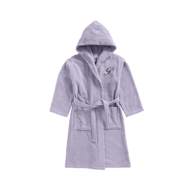 Daffodil Monogrammed Kids Bathrobe (112x113 Cm) 8 Year 400 Gsm Lilac Hooded Terry Cotton Set of 01 - Letter "P
