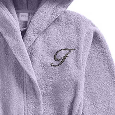 Daffodil Monogrammed Kids Bathrobe (120x124 Cm) 10 Year 400 Gsm Lilac Hooded Terry Cotton Set of 01 - Letter &quot;F