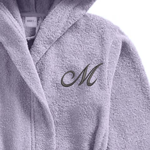 Daffodil Monogrammed Kids Bathrobe (120x124 Cm) 10 Year 400 Gsm Lilac Hooded Terry Cotton Set of 01 - Letter &quot;M