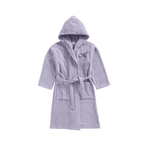 Daffodil Monogrammed Kids Bathrobe (120x124 Cm) 10 Year 400 Gsm Lilac Hooded Terry Cotton Set of 01 - Letter &quot;M
