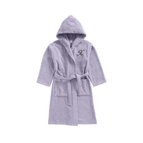 Daffodil Monogrammed Kids Bathrobe (120x124 Cm) 10 Year 400 Gsm Lilac Hooded Terry Cotton Set of 01 - Letter &quot;X