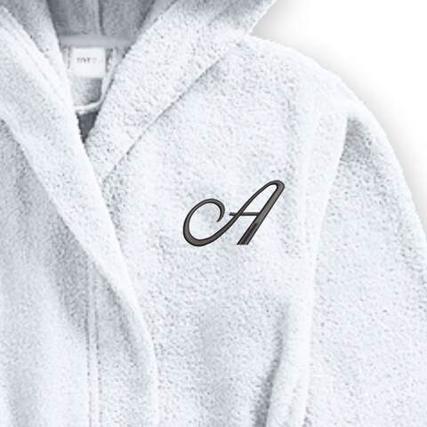 Daffodil Monogrammed Kids Bathrobe (108x104 Cm) 6 YEAR 400 Gsm White Hooded Terry Cotton Set of 01 - Letter &quot;A