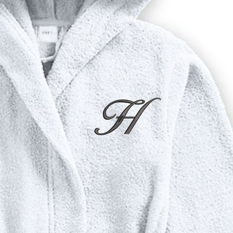 Daffodil Monogrammed Kids Bathrobe (108x104 Cm) 6 YEAR 400 Gsm White Hooded Terry Cotton Set of 01 - Letter &quot;H