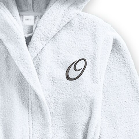 Daffodil Monogrammed Kids Bathrobe (108x104 Cm) 6 YEAR 400 Gsm White Hooded Terry Cotton Set of 01 - Letter &quot;O