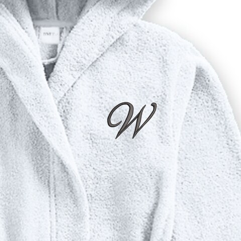 Daffodil Monogrammed Kids Bathrobe (108x104 Cm) 6 YEAR 400 Gsm White Hooded Terry Cotton Set of 01 - Letter &quot;W