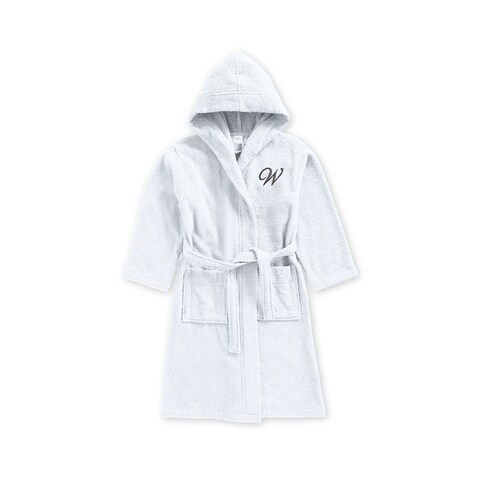 Daffodil Monogrammed Kids Bathrobe (108x104 Cm) 6 YEAR 400 Gsm White Hooded Terry Cotton Set of 01 - Letter &quot;W