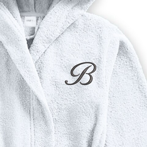 Daffodil Monogrammed Kids Bathrobe (112x113 Cm) 8 YEAR 400 Gsm White Hooded Terry Cotton Set of 01 - Letter &quot;B