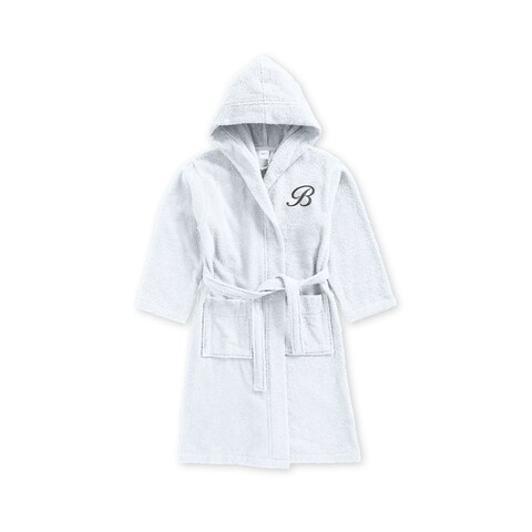 Daffodil Monogrammed Kids Bathrobe (112x113 Cm) 8 YEAR 400 Gsm White Hooded Terry Cotton Set of 01 - Letter &quot;B