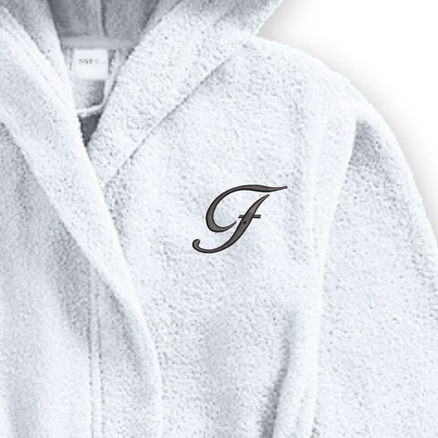 Daffodil Monogrammed Kids Bathrobe (112x113 Cm) 8 YEAR 400 Gsm White Hooded Terry Cotton Set of 01 - Letter &quot;F