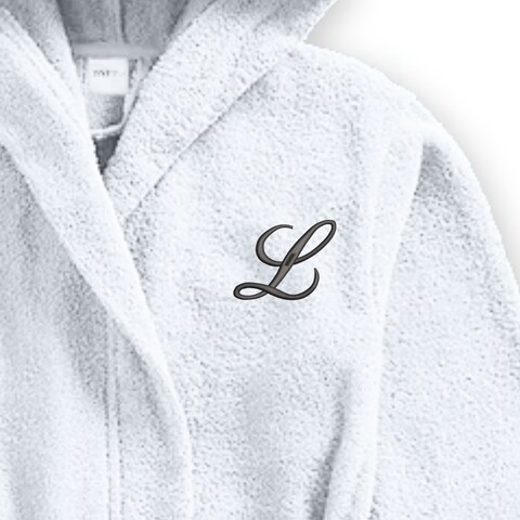 Daffodil Monogrammed Kids Bathrobe (120x124 Cm) 10 YEAR 400 Gsm White Hooded Terry Cotton Set of 01 - Letter &quot;L