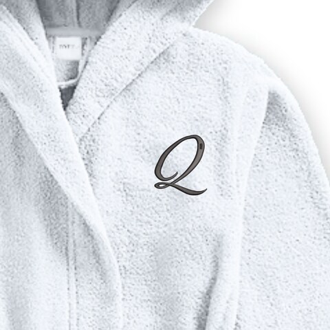 Daffodil Monogrammed Kids Bathrobe (120x124 Cm) 10 YEAR 400 Gsm White Hooded Terry Cotton Set of 01 - Letter &quot;Q