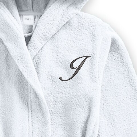 Daffodil Monogrammed Kids Bathrobe (125x133 Cm) 12 YEAR 400 Gsm White Hooded Terry Cotton Set of 01 - Letter &quot;J