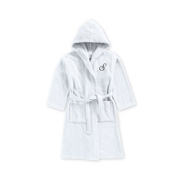 Daffodil Monogrammed Kids Bathrobe (125x133 Cm) 12 YEAR 400 Gsm White Hooded Terry Cotton Set of 01 - Letter "S