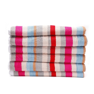 BYFT Home Bath Towel White Stripe 70 x 140 Cm 100% Cotton 550 Gsm Set of 06