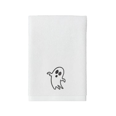 BYFT Iris Embroidered For You Hand Towel 50 x 80 Cm 600 Gsm White 100% Cotton Halloween Ghost Set of 01