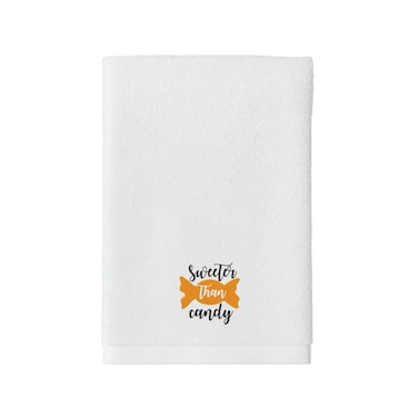 BYFT Iris Embroidered For You Bath Towel 70 x 140 Cm 600 Gsm White 100% Cotton Halloween Sweeter Than Candy Set of 01