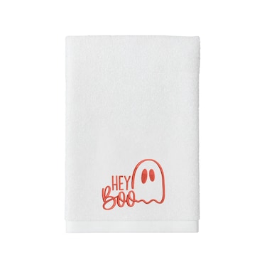 BYFT Iris Embroidered For You Hand Towel 50 x 80 Cm 600 Gsm White 100% Cotton Halloween Hey Boo Set of 01