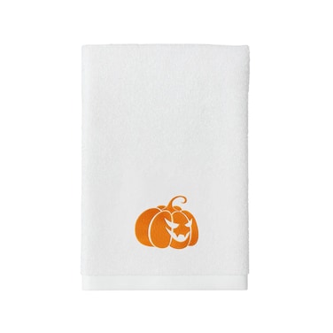 BYFT Iris Embroidered For You Hand Towel 50 x 80 Cm 600 Gsm White 100% Cotton Halloween Pumkin Set of 01