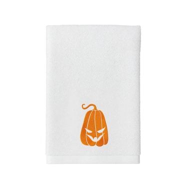BYFT Iris Embroidered For You Bath Towel 70 x 140 Cm 600 Gsm White 100% Cotton Halloween Scary Pumkin Set of 01