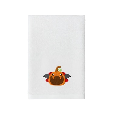 BYFT Iris Embroidered For You Bath Towel 70 x 140 Cm 600 Gsm White 100% Cotton Halloween Pumkin Dracula Set of 01