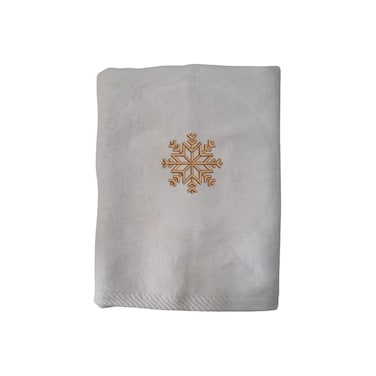 BYFT Iris Christmas Embroidered 50 x 80 Cm White Hand Towel - "Christmas Snowflakes" Design 100% Cotton - Premium Holiday Collection
