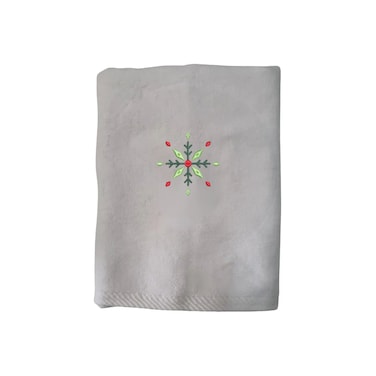 BYFT Iris Christmas Embroidered 50 x 80 Cm White Hand Towel - "Diamond Snowflake" Design 100% Cotton - Premium Holiday Collection