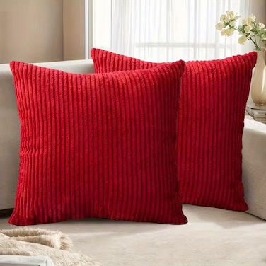BYFT Soft Corduroy  45.7x45.7 cm Cushion Covers &ndash; Set of 2 &ldquo;Modern Solid&rdquo; Design, Cozy Decorative Premium Polyester Holiday D&eacute;cor Range