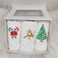 BYFT Iris Christmas Embroidered Hand Towel Trio Set - 100% Cotton, 50 x 80 cm, White - "Christmas Tree, Leaping Reindeer with Snowflakes &amp; Candy Canes with Bow" Design (Set of 3)