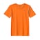 BYFT Threads Large Orange Polycotton T-Shirt - Christmas "Candy Cane with Bow" Embroidered Design, Premium Holiday Collection