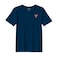 BYFT Threads XL Navy Blue Polycotton T-Shirt - Christmas "Christmas Candy Canes with Bow" Embroidered Design, Premium Holiday Collection