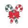 BYFT Threads Large Red Polycotton T-Shirt - Christmas "Christmas Candy Canes with Bow" Embroidered Design, Premium Holiday Collection