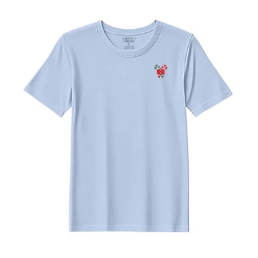 BYFT Threads XXL Sky Blue Polycotton T-Shirt - Christmas "Christmas Candy Canes with Bow" Embroidered Design, Premium Holiday Collection