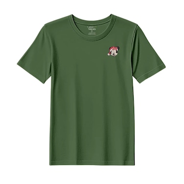 BYFT Threads XXL Forest ELF Green Polycotton T-Shirt - Christmas "Christmas Minnie Face" Embroidered Design, Premium Holiday Collection