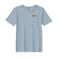 BYFT Threads Medium Baby Blue Polycotton T-Shirt - Christmas "Christmas Sleigh with Reindeer" Embroidered Design, Premium Holiday Collection