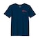 BYFT Threads Large Navy Blue Polycotton T-Shirt - Christmas "Christmas Sleigh with Reindeer" Embroidered Design, Premium Holiday Collection