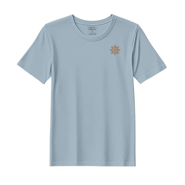 BYFT Threads Medium Baby Blue Polycotton T-Shirt - Christmas "Christmas Snowflakes" Embroidered Design, Premium Holiday Collection