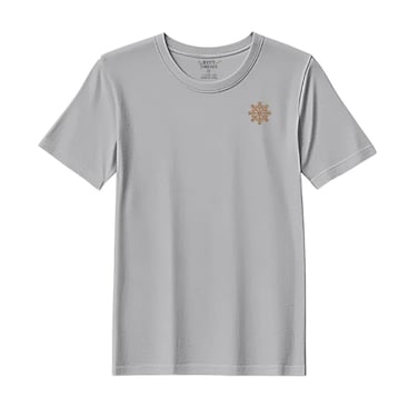 BYFT Threads XL Grey Polycotton T-Shirt - Christmas "Christmas Snowflakes" Embroidered Design, Premium Holiday Collection