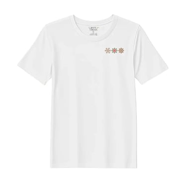BYFT Threads Large White Polycotton T-Shirt - Christmas "Christmas Snowflakes Trio" Embroidered Design, Premium Holiday Collection