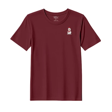 BYFT Threads Large Pomegranate Polycotton T-Shirt - Christmas "Classic Snowman with Red Scarf" Embroidered Design, Premium Holiday Collection